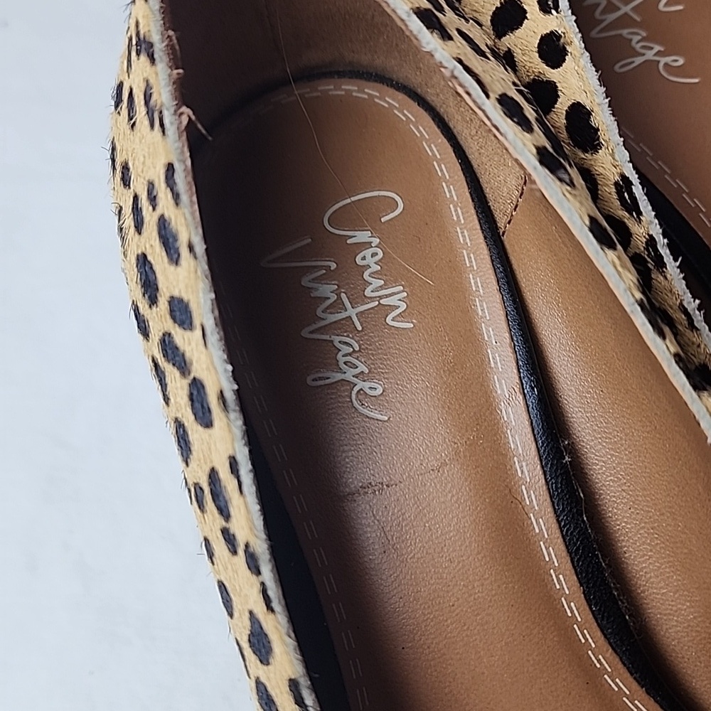 Crown Vintage Juryan Pump Leopard Print Leather Upper 2" Block Heel Size 6 - Picture 6 of 8